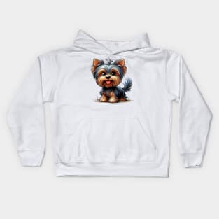 Cute Yorkshire terrier Kids Hoodie